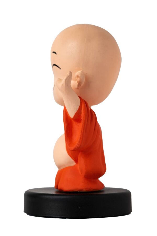 orange color happy buddha bobblehead side look