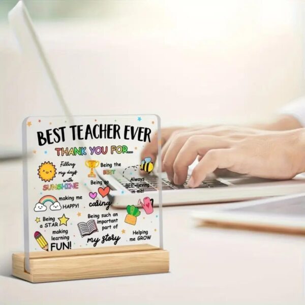 Best Teacher Ever Acrylic Desk Plaque